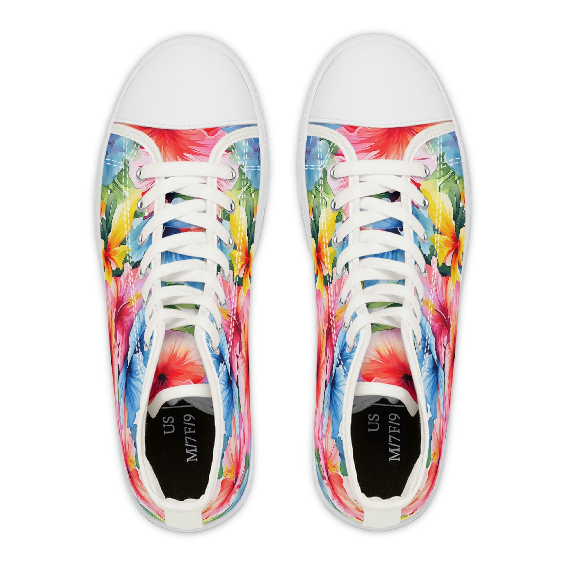 Watercolor Hibiscus Flowers (Light I) Women's High-Top Sneakers by Studio Ten Design