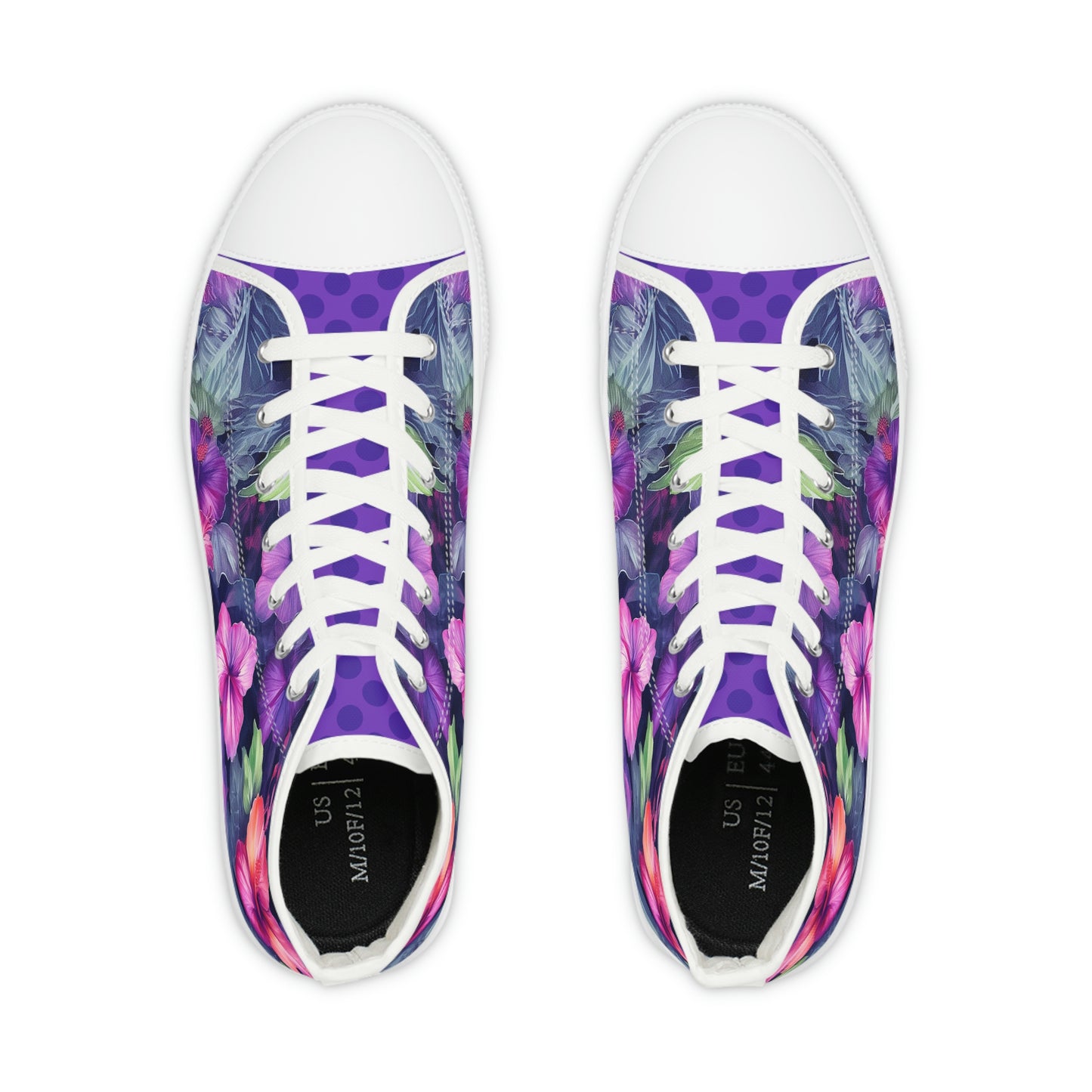 Watercolor Hibiscus Flowers (Dark I) Men's White High-Top Sneakers by Studio Ten Design