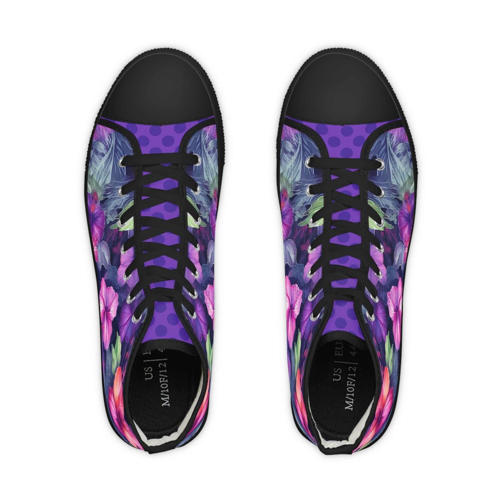Watercolor Hibiscus Flowers (Dark I) Men's Black High-Top Sneakers by Studio Ten Design