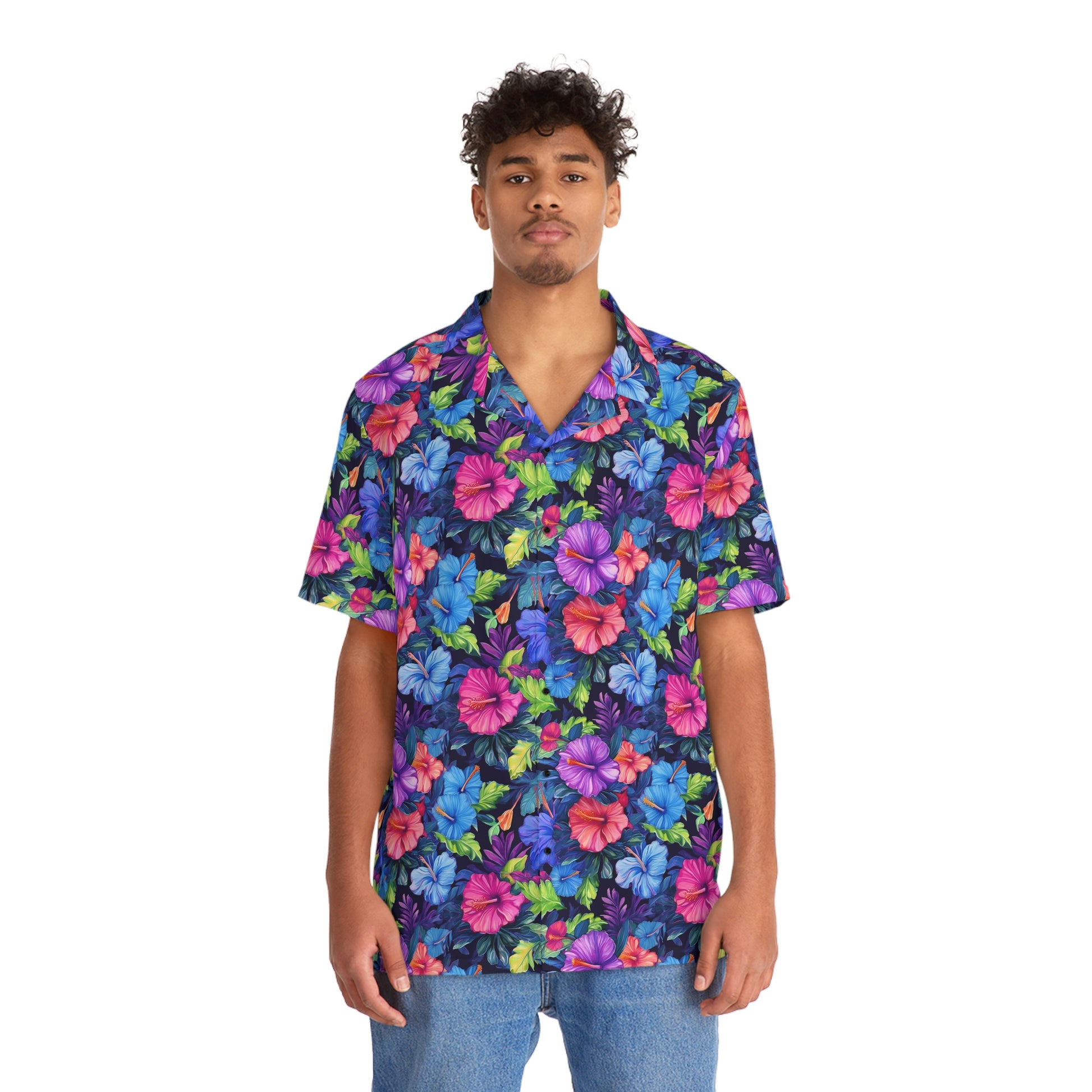 Watercolor Hibiscus (Dark IV) Aloha Shirt by Studio Ten Design