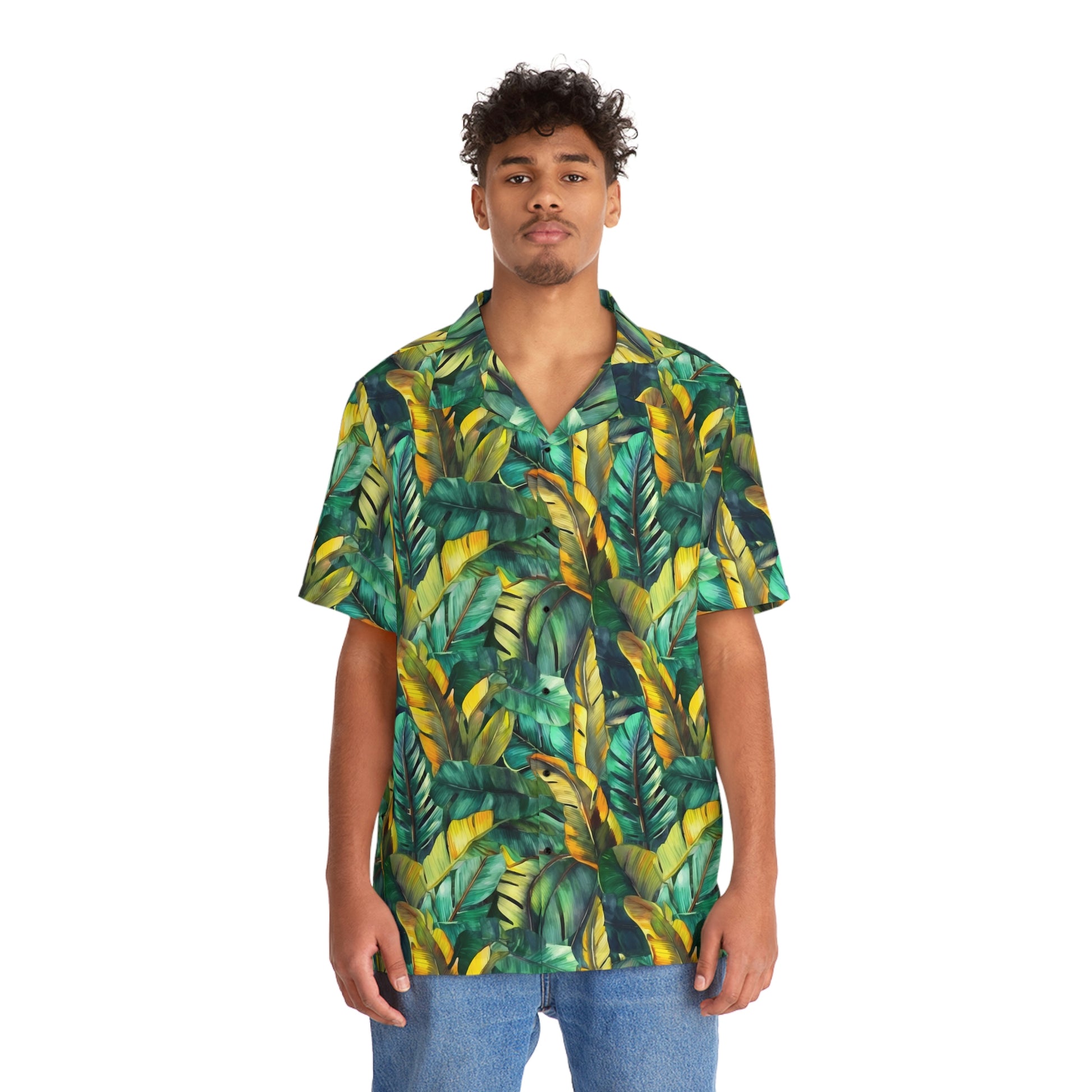 Watercolor Banana Leaves (Dark) Aloha Shirt by Studio Ten Design