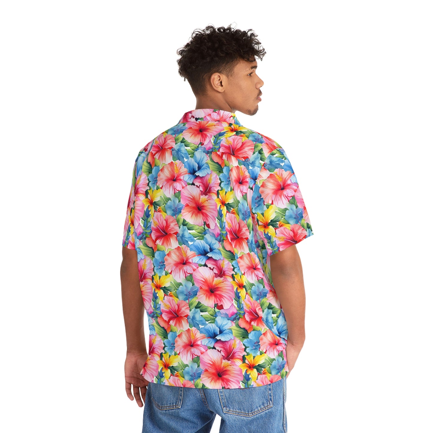 Watercolor Hibiscus (Light I) Aloha Shirt by Studio Ten Design