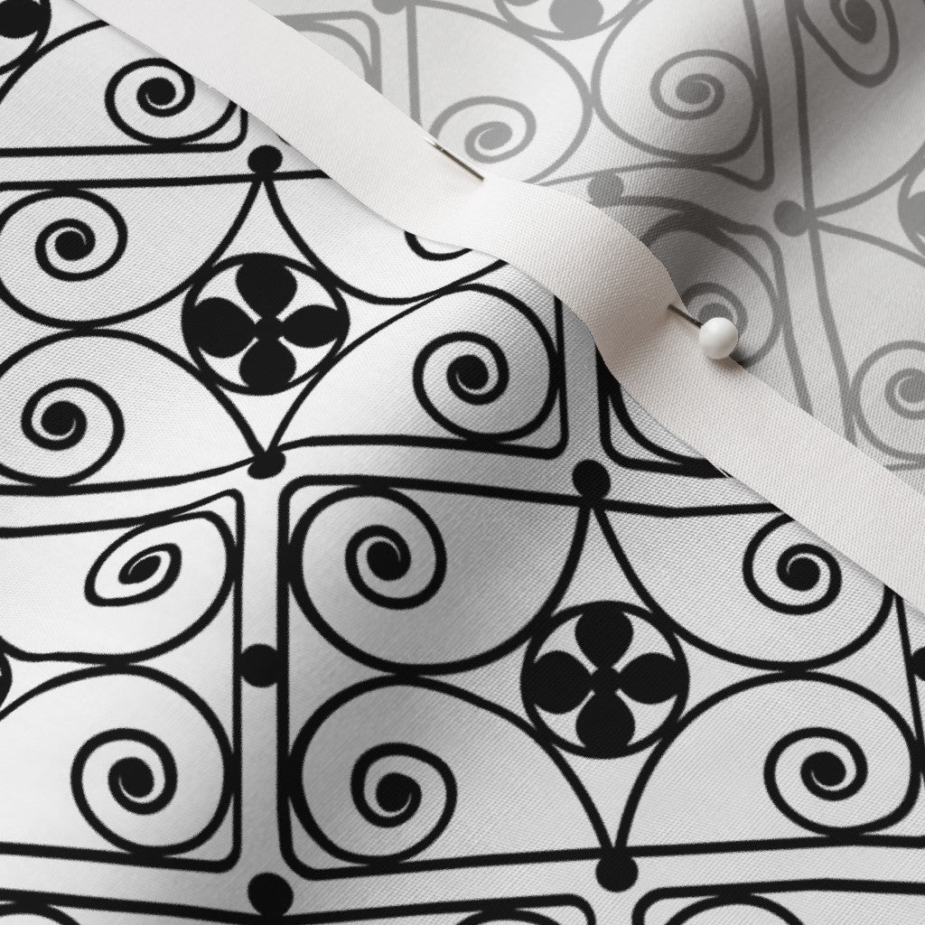 Ironwork Grille, Bias (Black, White) Printed Fabric