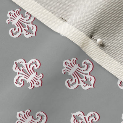Fleur de Lis (Grey, White, Red) Printed Fabric