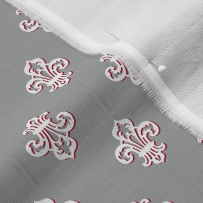 Fleur de Lis (Grey, White, Red) Fabric