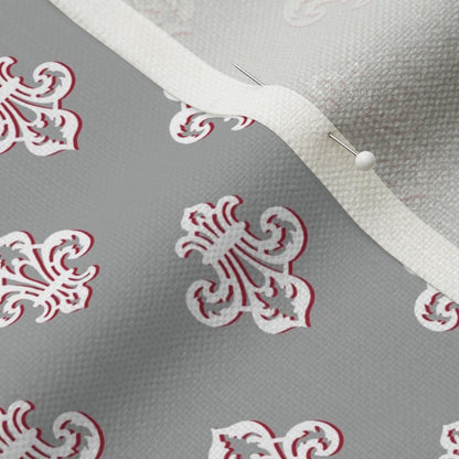 Fleur de Lis (Grey, White, Red) Fabric