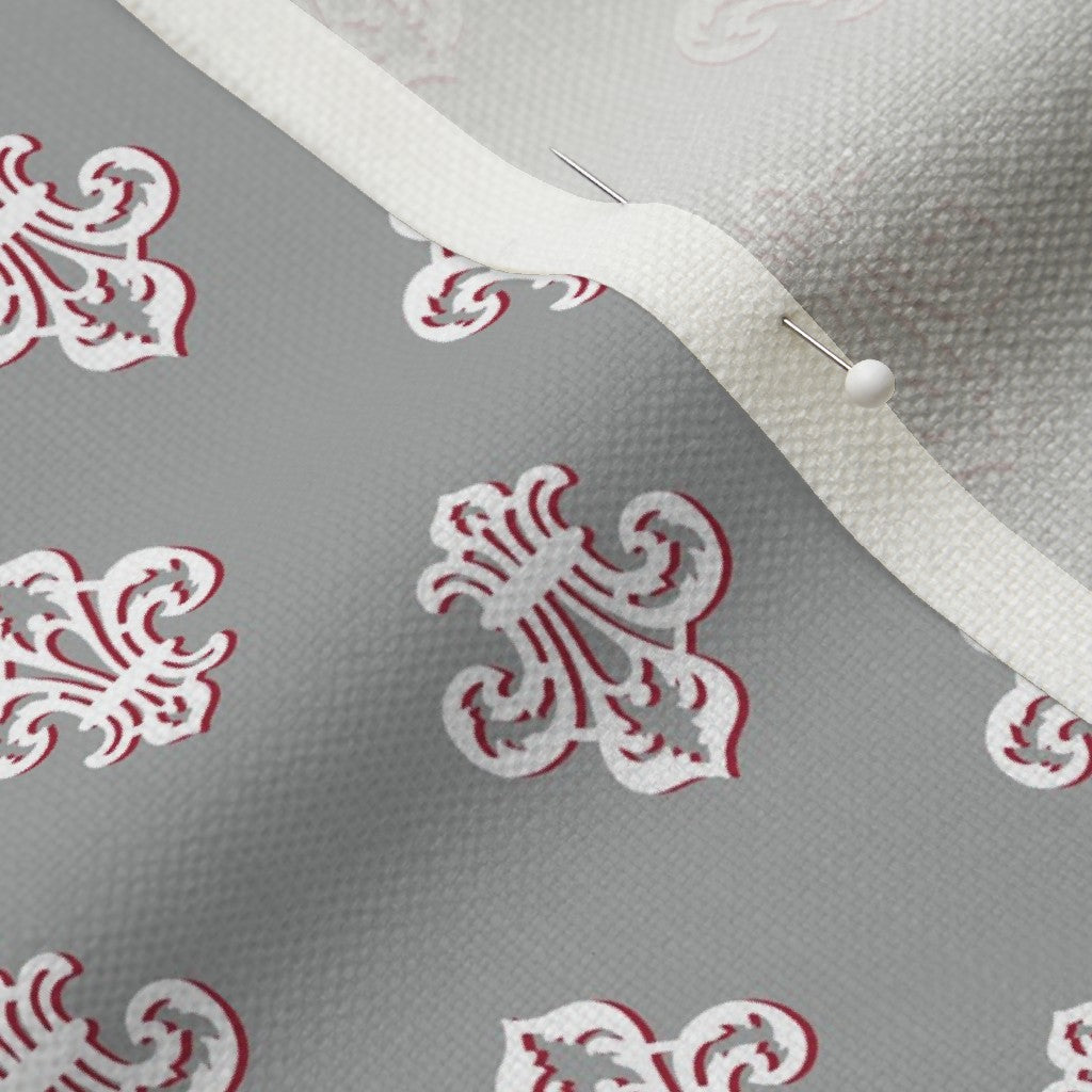 Fleur de Lis (Grey, White, Red) Printed Fabric