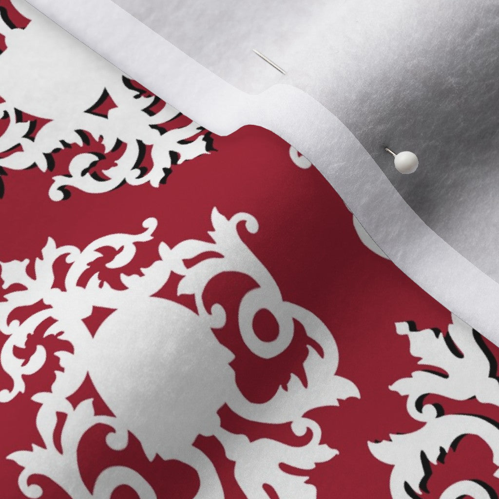 Damask (Red, White, Black) Printed Fabric