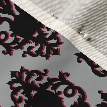 Damask (Black, Grey, Red) Printed Fabric
