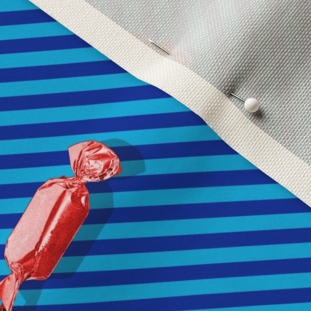 Hard Candy Blue Stripes Celosia Velvet™ Printed Fabric by Studio Ten Design