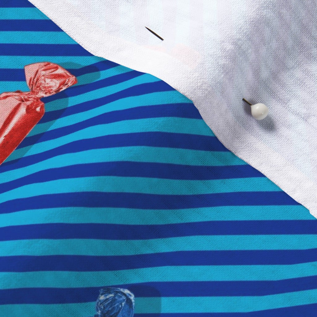 Hard Candy Blue Stripes Seersucker Printed Fabric by Studio Ten Design