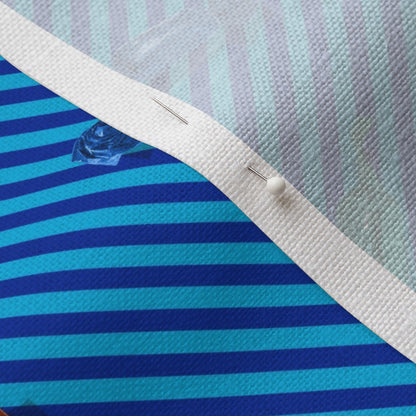 Hard Candy Blue Stripes Belgian Linen™ Printed Fabric by Studio Ten Design