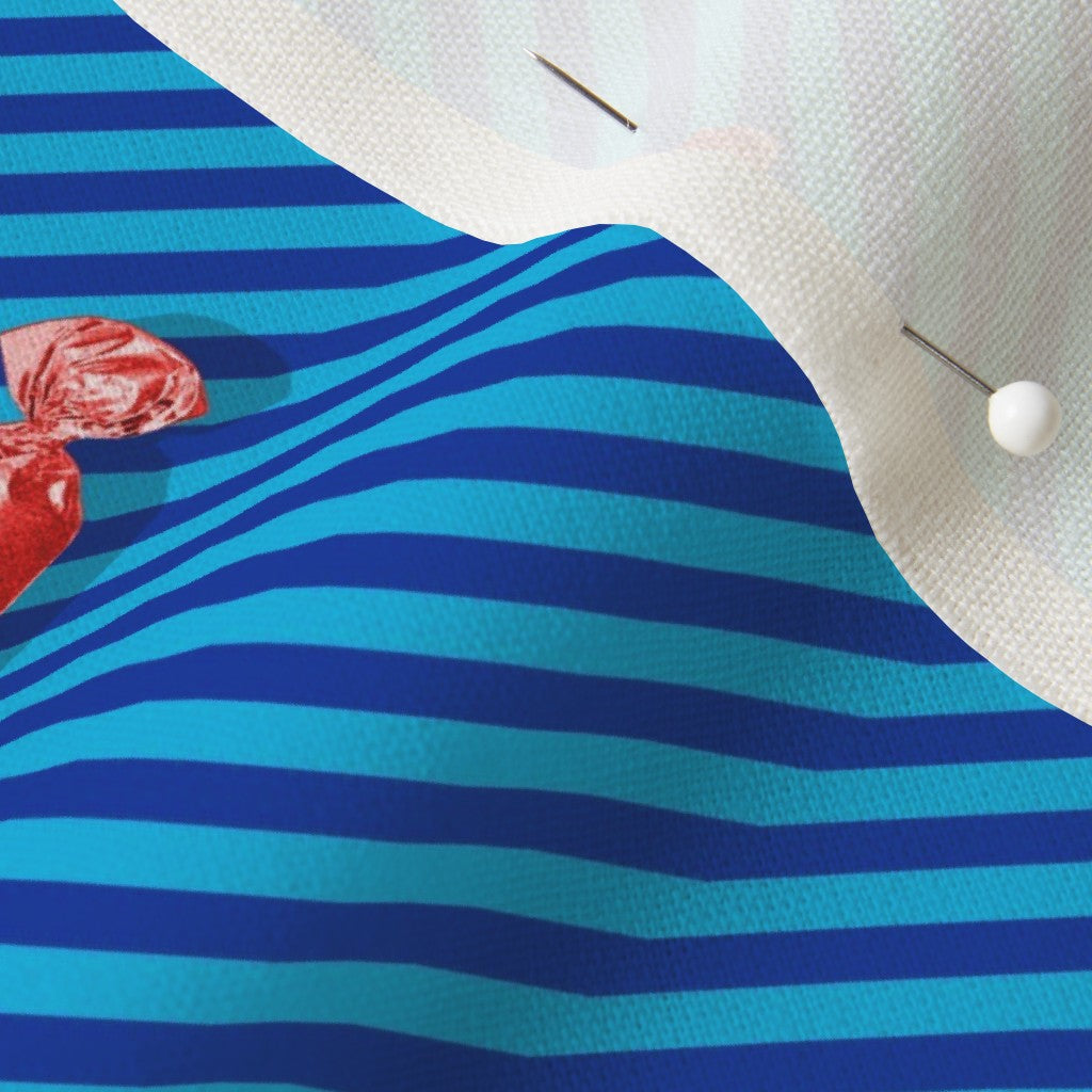 Hard Candy Blue Stripes Essex Linen Printed Fabric by Studio Ten Design