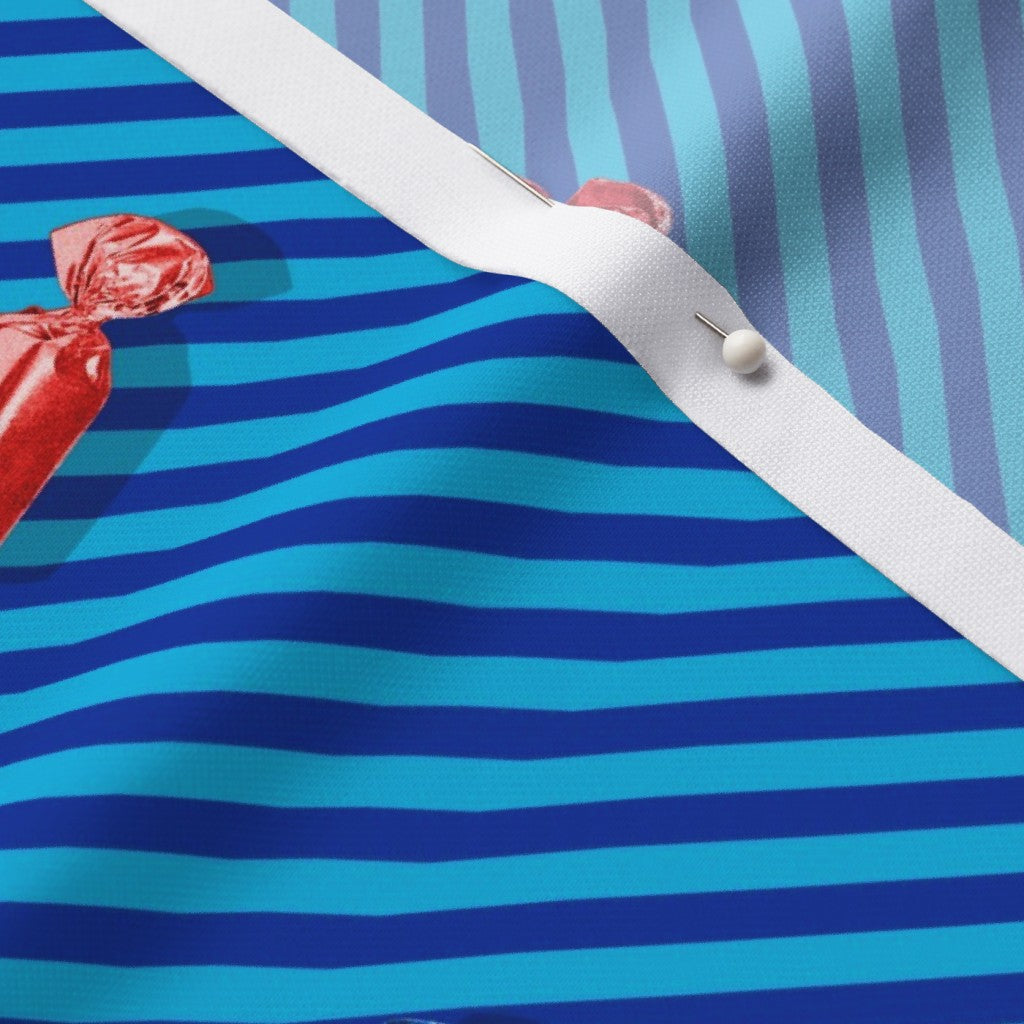 Hard Candy Blue Stripes Sport Piqué Printed Fabric by Studio Ten Design