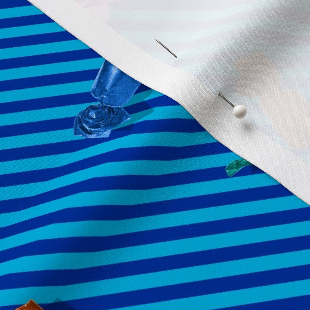 Hard Candy Blue Stripes Sport Lycra® Printed Fabric by Studio Ten Design