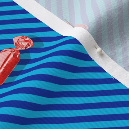 Hard Candy Blue Stripes Lightweight Cotton Twill Printed Fabric by Studio Ten Design