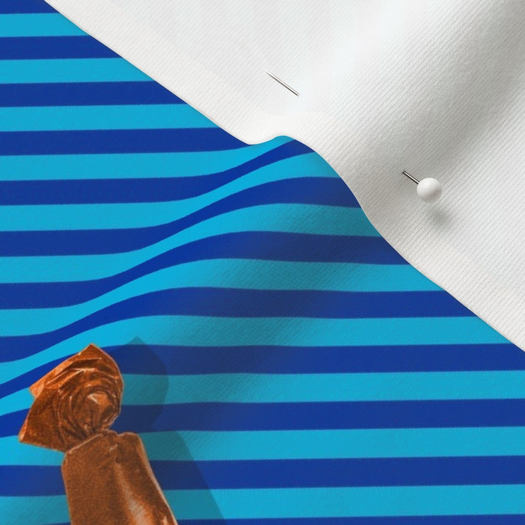 Hard Candy Blue Stripes Organic Cotton Knit Printed Fabric by Studio Ten Design