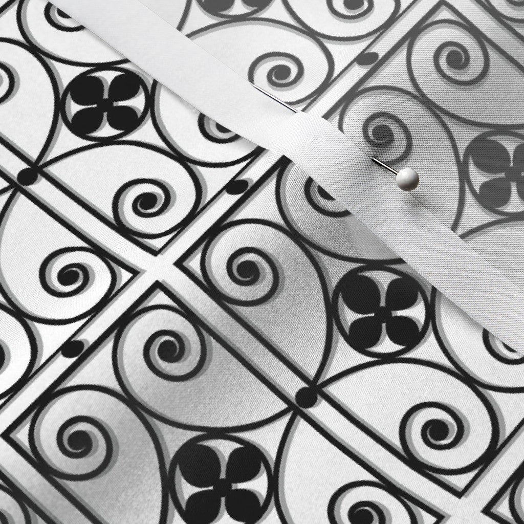 Ironwork Grille (Black, Grey, White) Printed Fabric