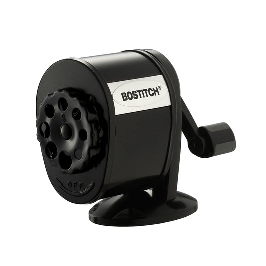 Bostitch Office Wall Mount Manual Pencil Sharpener, Tip Saver, 8 Hole Dial, 6X Longer Cutter Life, Vertical or Horizontal Mounting Black (MPS1-BLK)