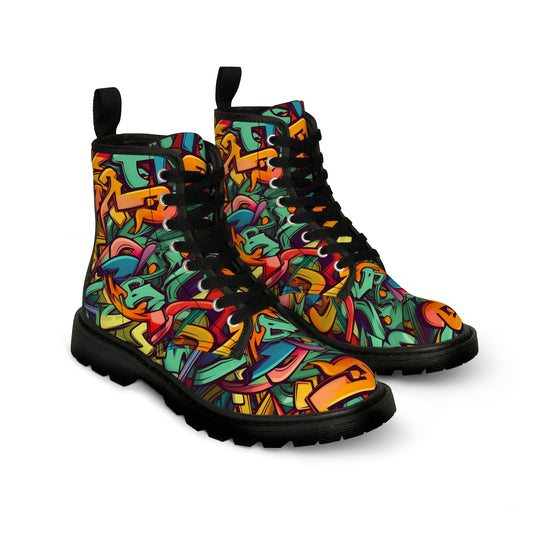 Graffiti Wildstyle (Vivid) Men's Canvas Boots by Studio Ten Desgin