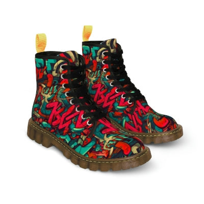 Graffiti Wildstyle (Red & Cyan) Men's Canvas Boots by Studio Ten Design
