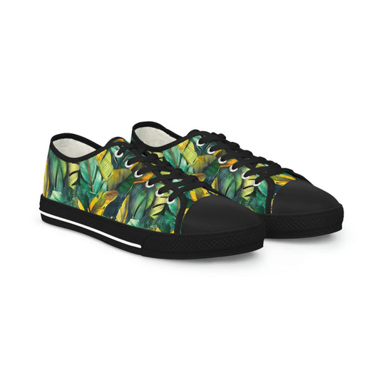 Watercolor Banana Leaves (Dark) Men's Low-Top Sneakers by Studio Ten Design