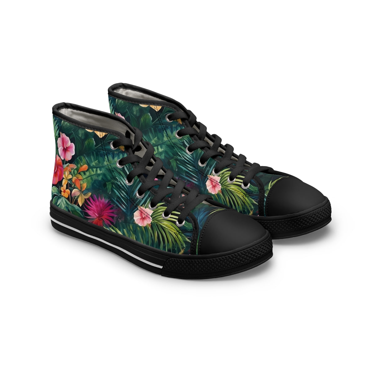 Watercolor Tropical Jungle (Dark 1) Women's High-Top Sneakers by Studio Ten Design