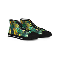 Watercolor Banana Leaves (Dark) Men's High-Top Sneakers