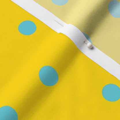 Aqua Dots on Yellow Fabric
