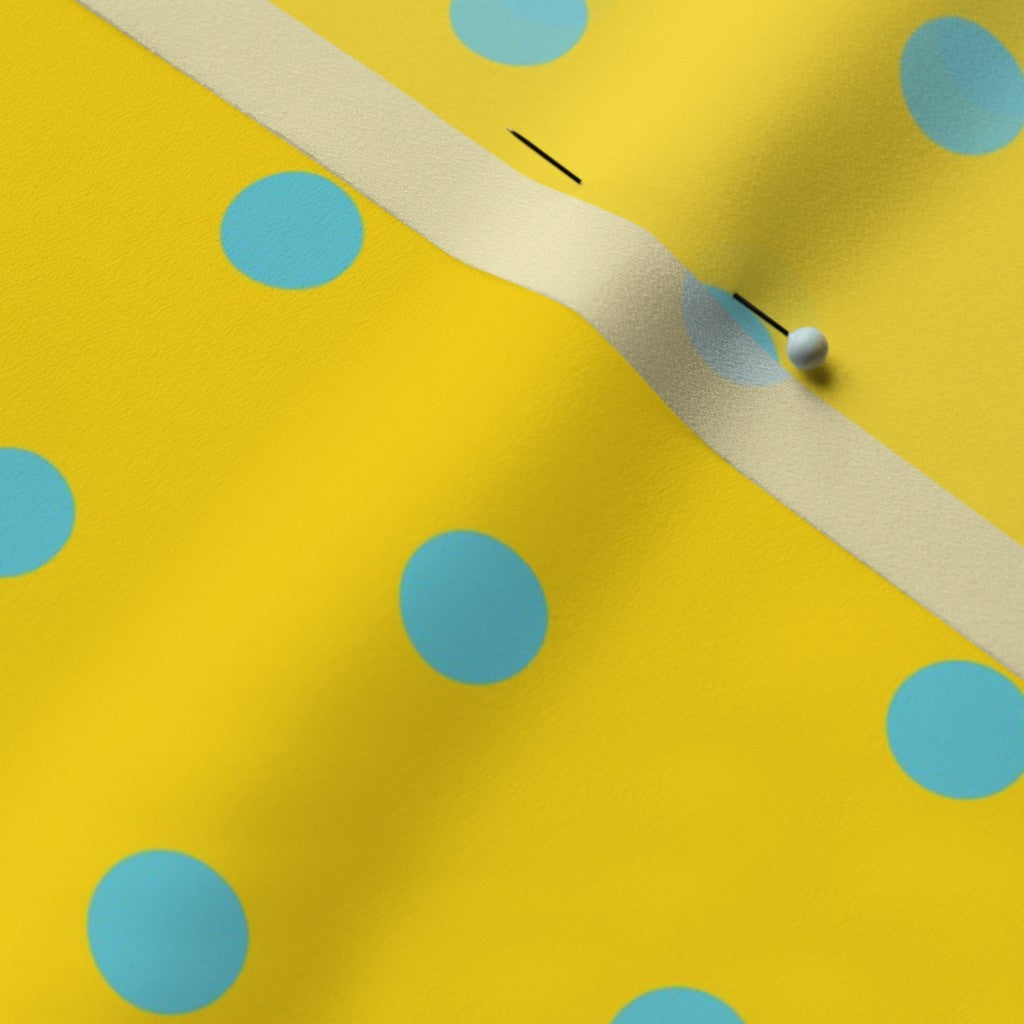 Aqua Dots on Yellow Printed Fabric