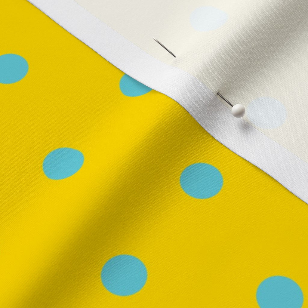 Aqua Dots on Yellow Printed Fabric