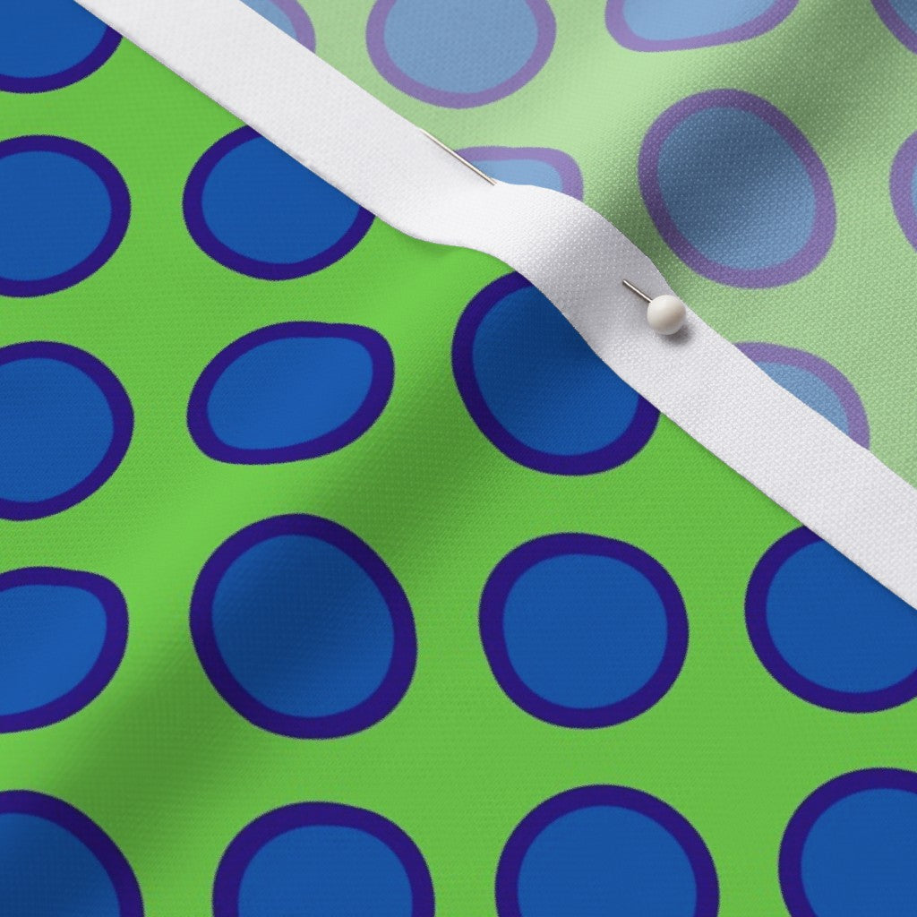 Dark Blue Dots on Green Printed Fabric