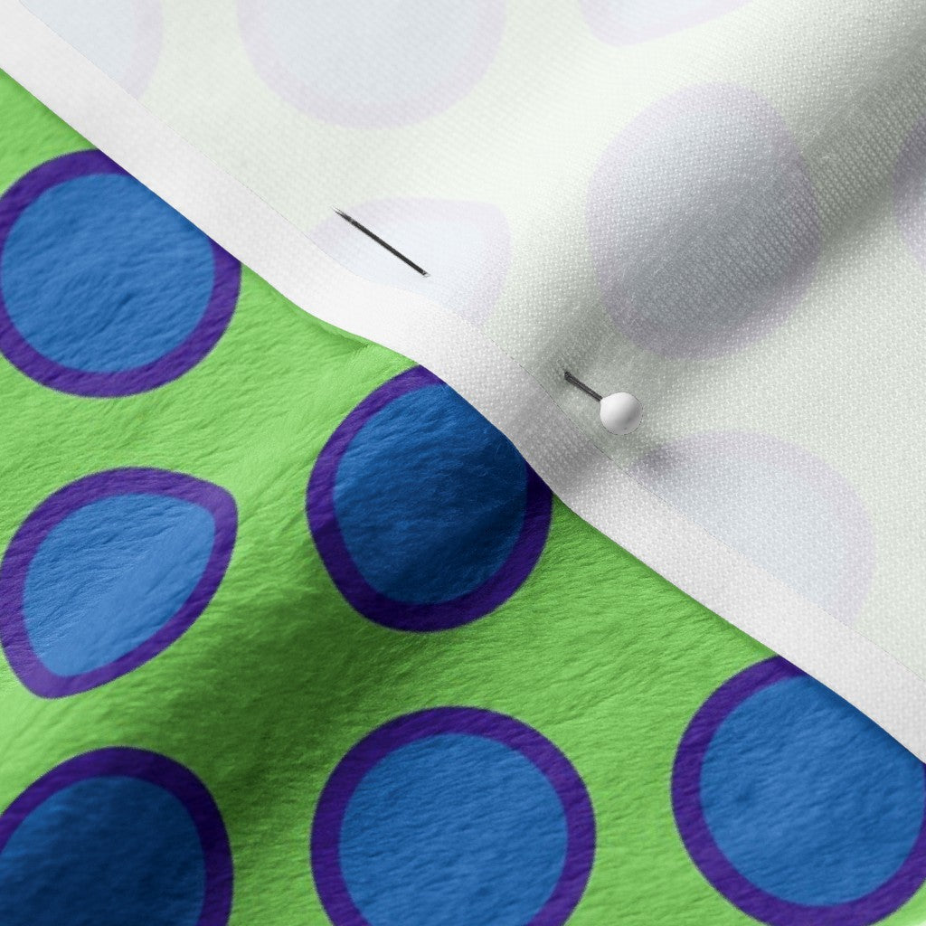 Dark Blue Dots on Green Printed Fabric