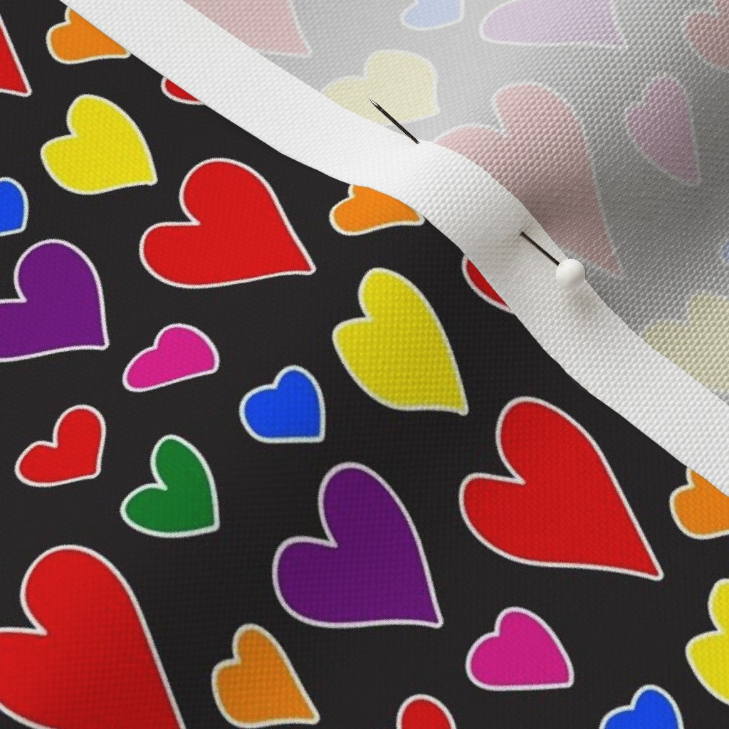 Rainbow Hearts Multicolor+Black Fabric