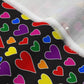 Rainbow Hearts Multicolor+Black Fabric