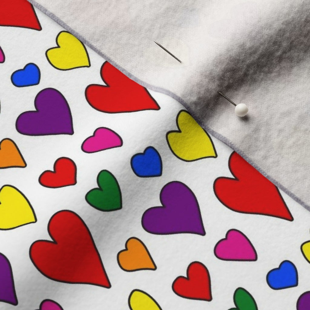 Rainbow Hearts Multicolor+White Fabric