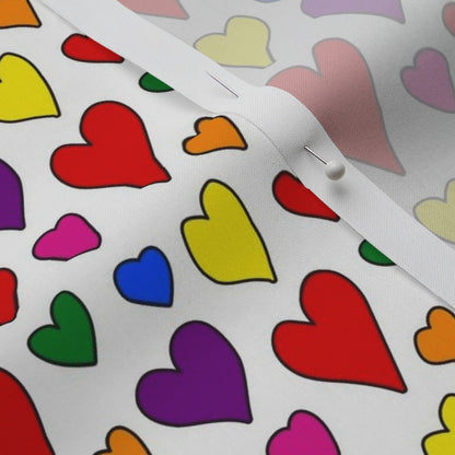 Rainbow Hearts Multicolor+White Fabric