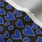 Rainbow Hearts Blue+Black Fabric