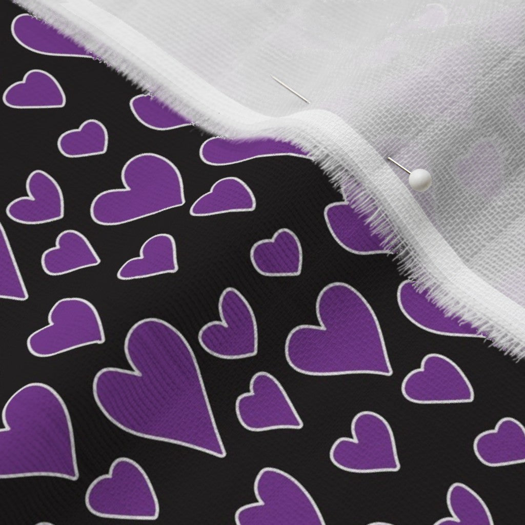 Rainbow Hearts Violet+Black Fabric