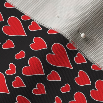 Rainbow Hearts Red+Black Fabric