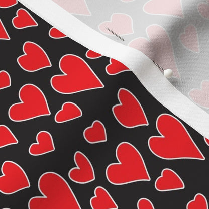Rainbow Hearts Red+Black Fabric