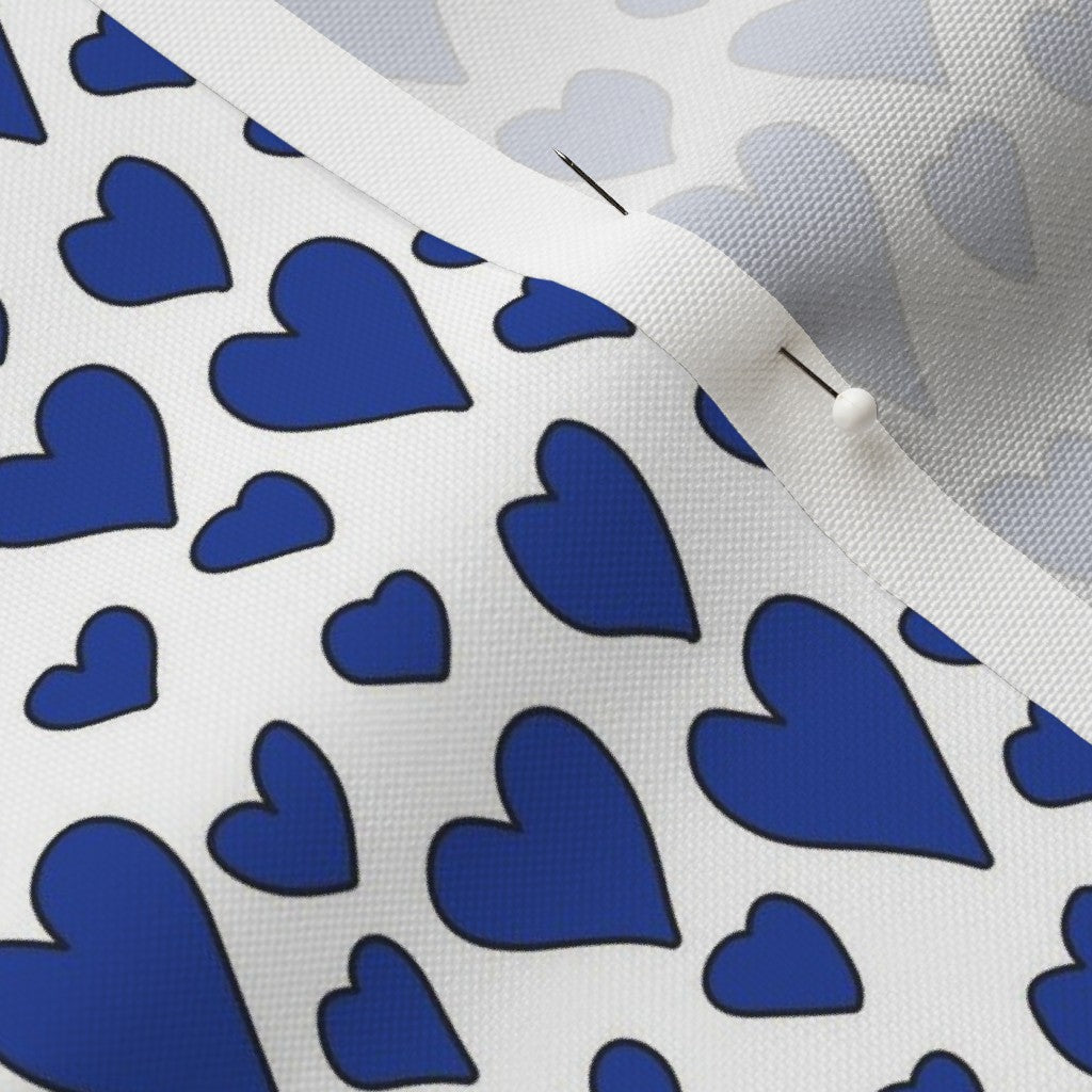 Rainbow Hearts Blue+White Fabric