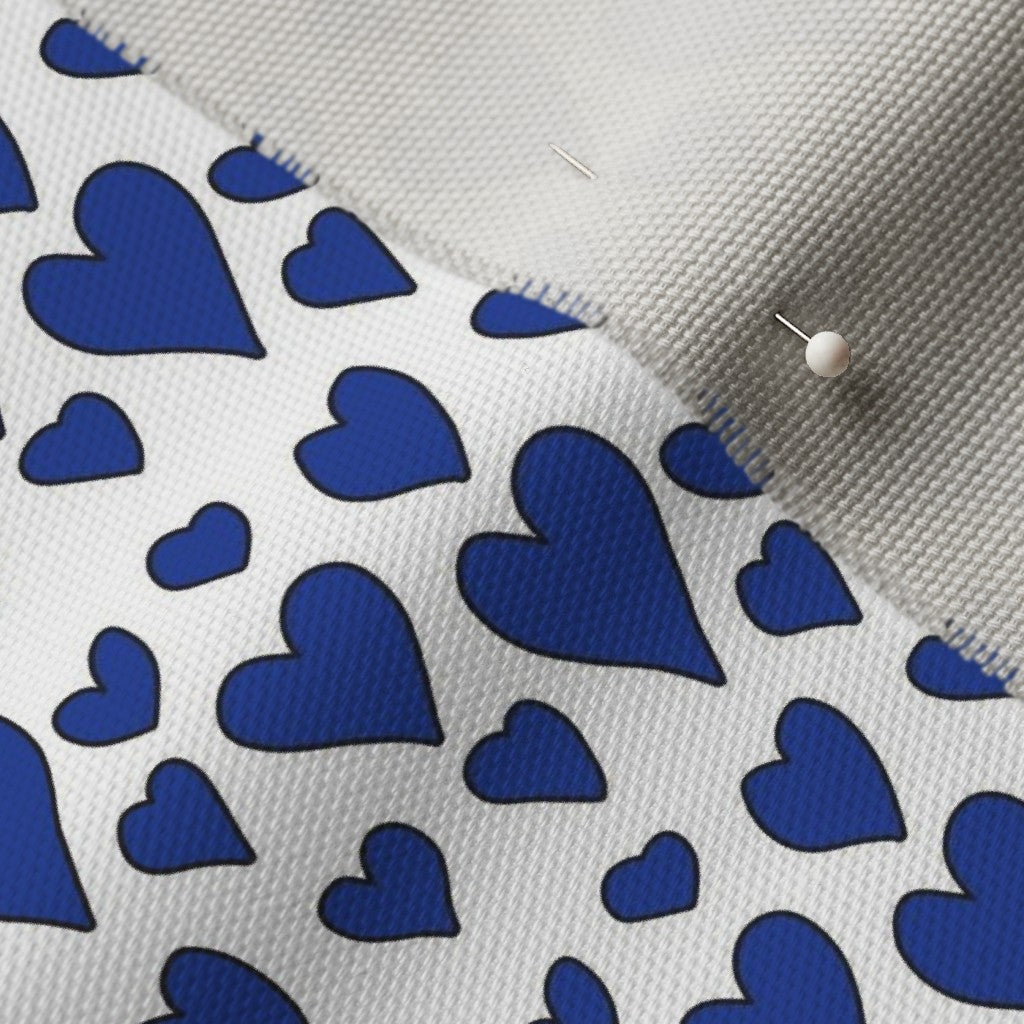 Rainbow Hearts Blue+White Fabric
