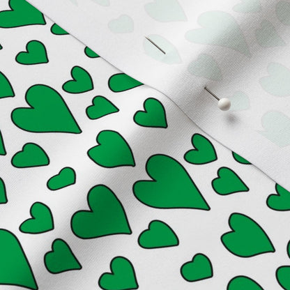 Rainbow Hearts Green+White Fabric