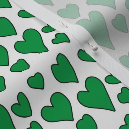 Rainbow Hearts Green+White Fabric