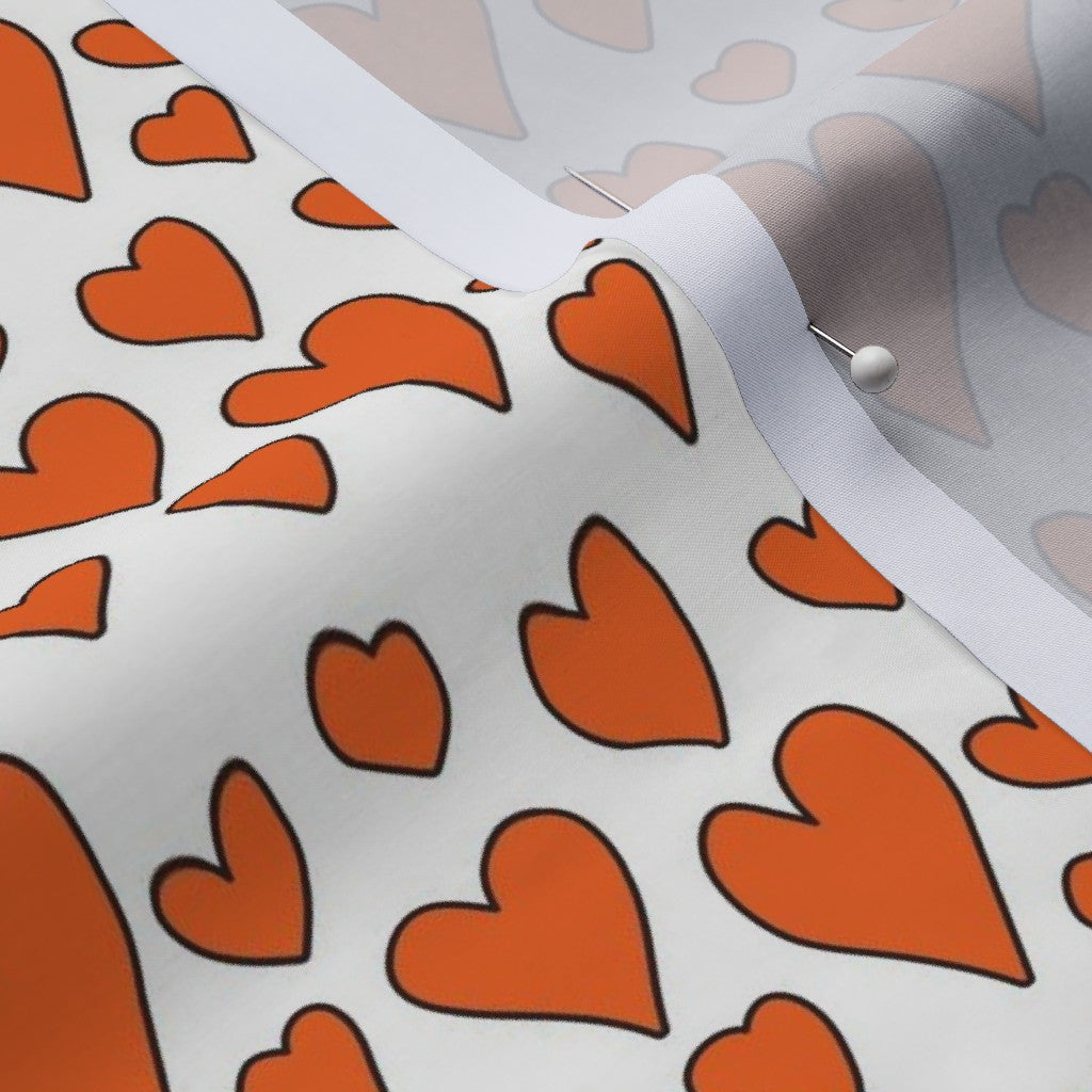 Rainbow Hearts Orange+White Fabric