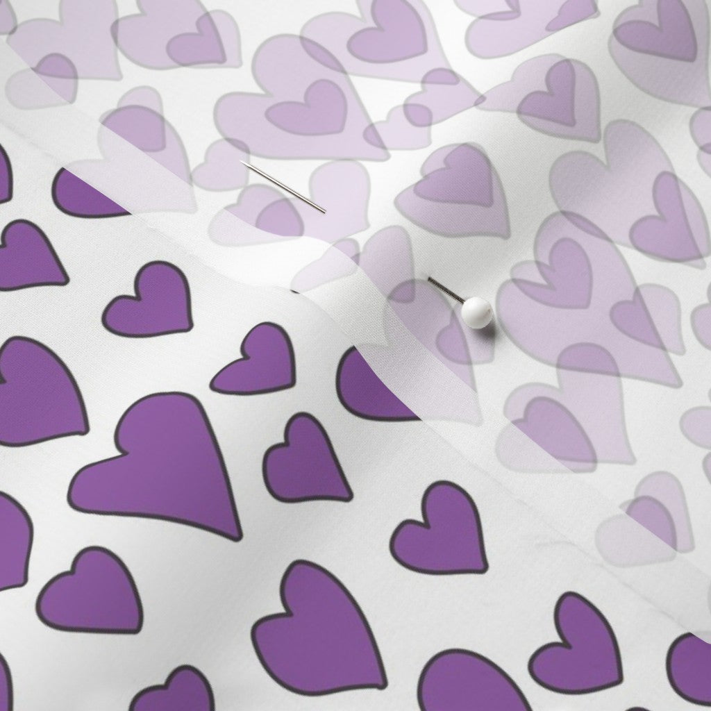 Rainbow Hearts Violet+White Fabric