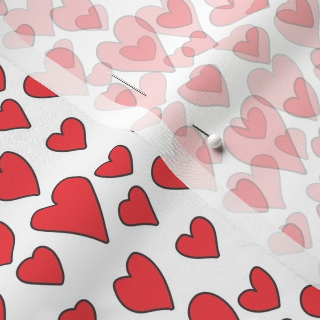 Rainbow Hearts Red+White Fabric