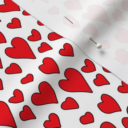 Rainbow Hearts Red+White Fabric