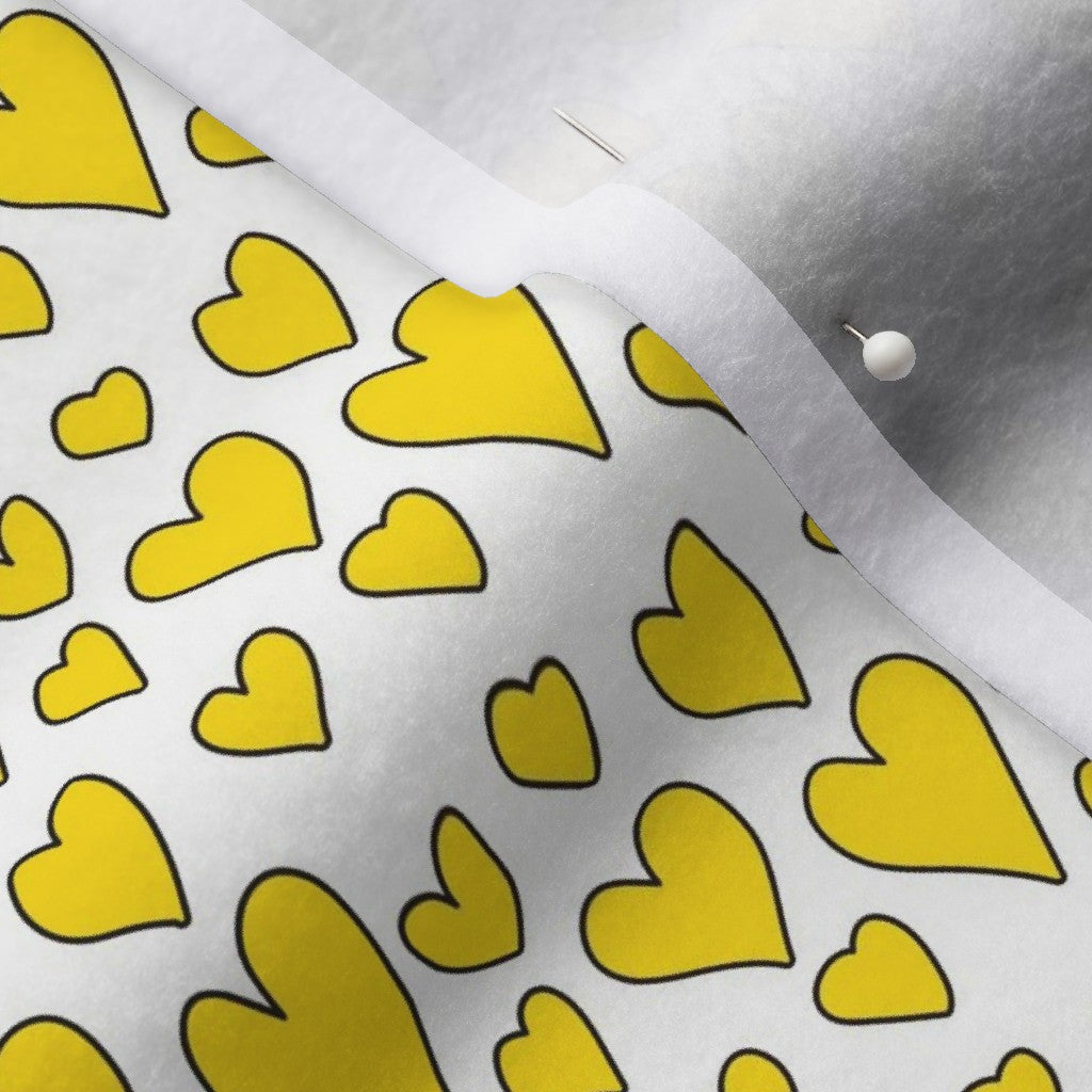 Rainbow Hearts Yellow+White Fabric
